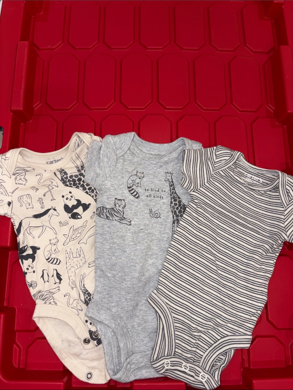 Carter's Neutral Animal & Stripe Cotton One-Piece Set - Beige, Gray, Black